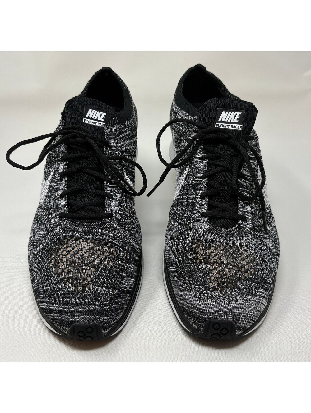 Nike Flyknit Racer Oreo 2.0 Black White Running Shoes 526628-012 Mens Size 15